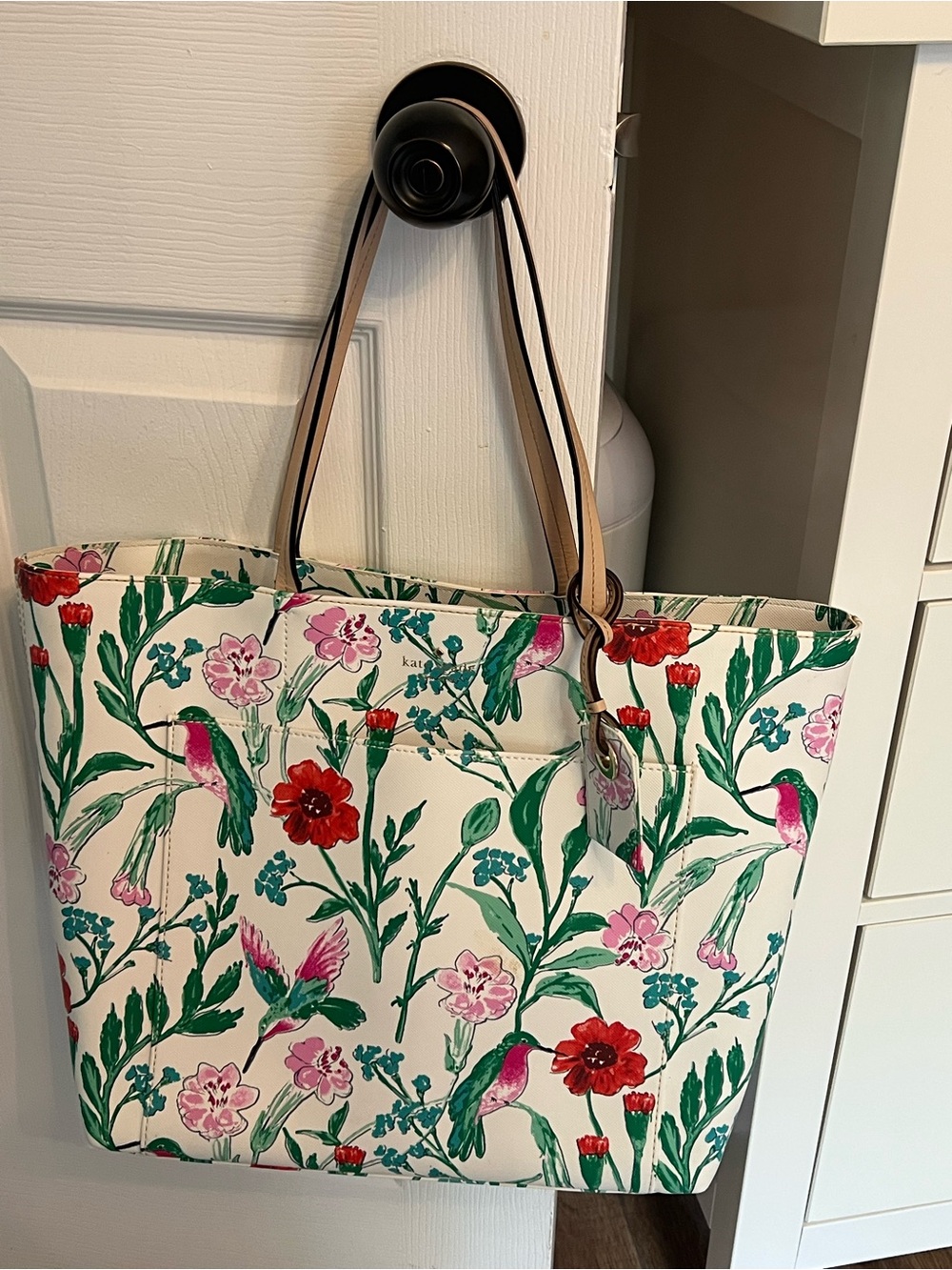 Kate Spade Floral Hummingbird Tote Bag like new